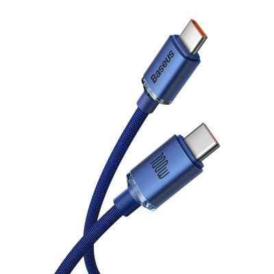 Baseus USB-C- USB-C Crystal Shine, 100W, 2m, kék Baseus USB-C- USB-C Crystal Shine, 100W, 2m, kék