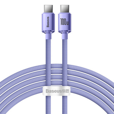 Baseus USB-C-kábel a USB-C Crystal Shine, 100W, 2m, ibolya Baseus USB-C-kábel a USB-C Crystal Shine, 100W, 2m, ibolya