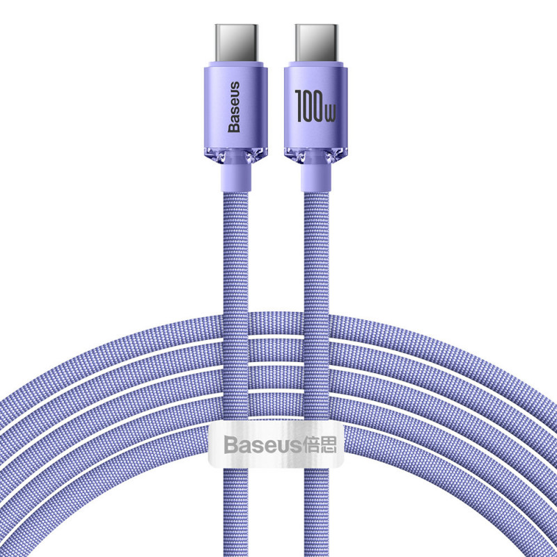 Baseus USB-C-kábel a USB-C Crystal Shine, 100W, 2m, ibolya Baseus USB-C-kábel a USB-C Crystal Shine, 100W, 2m, ibolya