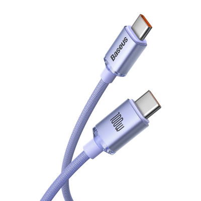 Baseus USB-C-kábel a USB-C Crystal Shine, 100W, 2m, ibolya Baseus USB-C-kábel a USB-C Crystal Shine, 100W, 2m, ibolya
