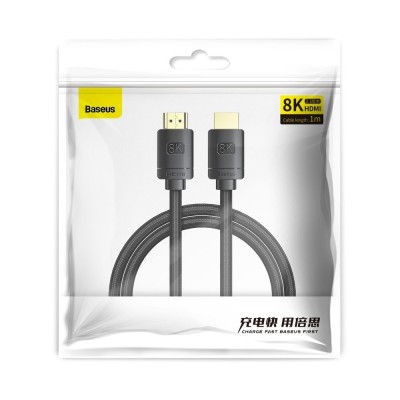 Baseus High Definition HDMI 2.1 kábel, 8K 60Hz, 3D, HDR, VRR, ALLM, 48Gbps, 1m, fekete Baseus High Definition HDMI 2.1 kábel, 8K 60Hz, 3D, HDR, VRR, ALLM, 48Gbps, 1m, fekete