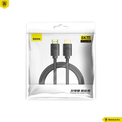 Baseus HDMI 2.1 kábel 8K 60Hz, 3D, HDR, 48Gbps, 2m - Fekete Baseus HDMI 2.1 kábel 8K 60Hz, 3D, HDR, 48Gbps, 2m - Fekete
