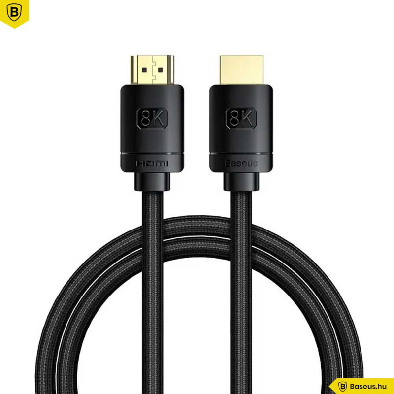 Baseus HDMI 2.1 kábel 8K 60Hz, 3D, HDR, 48Gbps, 2m - Fekete Baseus HDMI 2.1 kábel 8K 60Hz, 3D, HDR, 48Gbps, 2m - Fekete