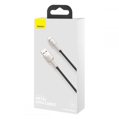 Baseus Cafule Series Metal USB - Lightning kábel, 2.4A, 25cm, fekete Baseus Cafule Series Metal USB - Lightning kábel, 2.4A, 25cm, fekete