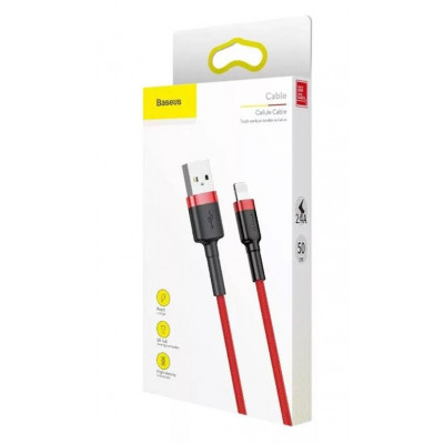 Baseus Cafule 2.4A Lightning USB kábel 0,5 méter, piros Baseus Cafule 2.4A Lightning USB kábel 0,5 méter, piros