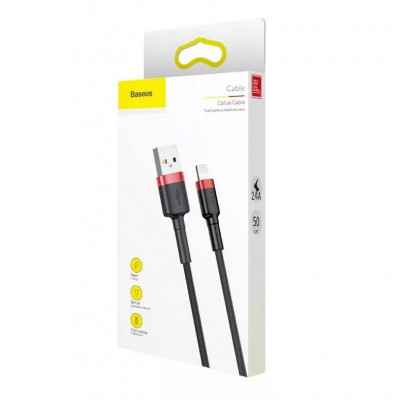 Baseus Cafule 2.4A Lightning USB-kábel 0.5m, fekete-piros Baseus Cafule 2.4A Lightning USB-kábel 0.5m, fekete-piros