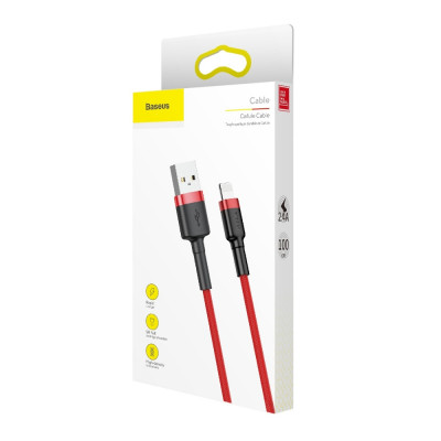 Baseus Cafule 2.4A Lightning USB-kábel 1 m, piros Baseus Cafule 2.4A Lightning USB-kábel 1 m, piros