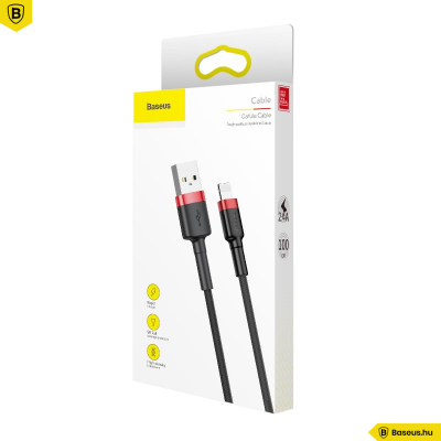 Baseus iPhone Lightning gyors adat, töltőkábel 2,4A - 1m - Piros & Fekete Baseus iPhone Lightning gyors adat, töltőkábel 2,4A - 1m - Piros & Fekete