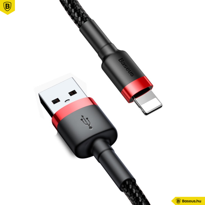Baseus iPhone Lightning gyors adat, töltőkábel 2,4A - 1m - Piros & Fekete Baseus iPhone Lightning gyors adat, töltőkábel 2,4A - 1m - Piros & Fekete