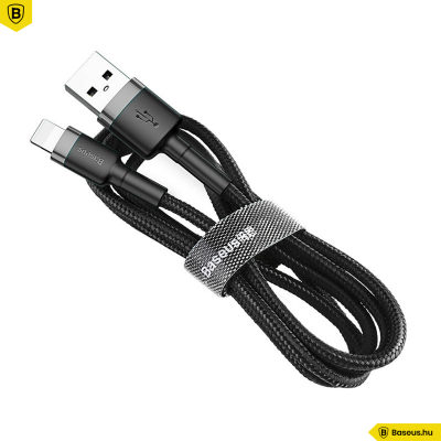 Baseus Cafule iPhone/Lightning adat/töltőkábel 2,4A - 1m - Szürke/Fekete Baseus Cafule iPhone/Lightning adat/töltőkábel 2,4A - 1m - Szürke/Fekete