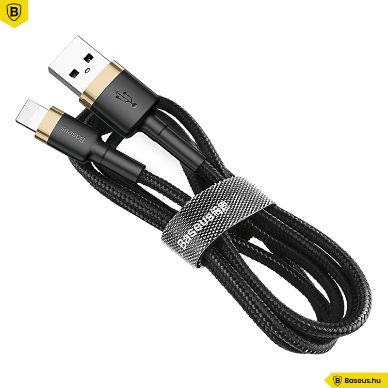 Baseus iPhone Lightning gyors adat, töltőkábel 2,4A - 1m - Fekete & Arany Baseus iPhone Lightning gyors adat, töltőkábel 2,4A - 1m - Fekete & Arany