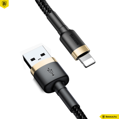Baseus iPhone Lightning gyors adat, töltőkábel 2,4A - 1m - Fekete & Arany Baseus iPhone Lightning gyors adat, töltőkábel 2,4A - 1m - Fekete & Arany
