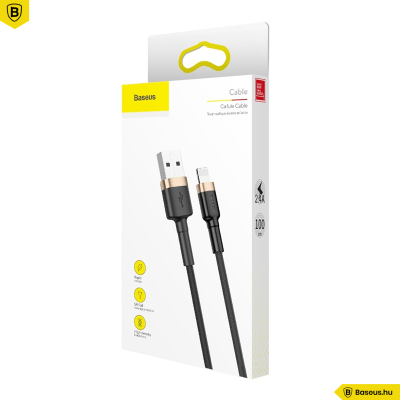 Baseus iPhone Lightning gyors adat, töltőkábel 2,4A - 1m - Fekete & Arany Baseus iPhone Lightning gyors adat, töltőkábel 2,4A - 1m - Fekete & Arany