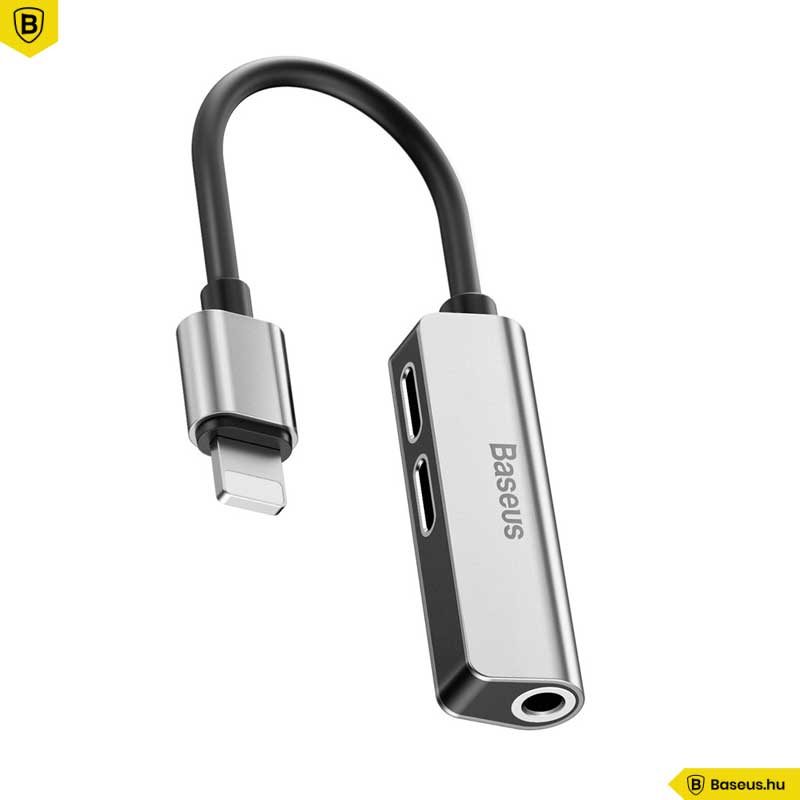 3az1-ben 2xLightning és 3,5mm Jack adapter L52 Baseus - Ezüst 3az1-ben 2xLightning és 3,5mm Jack adapter L52 Baseus - Ezüst