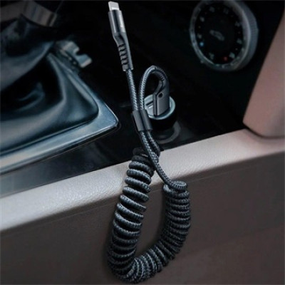Baseus Fish Eye Spring USB-A – Lightning spirálkábel, 2 A – fekete