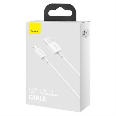 Baseus USB-kábel a Lightning Superior 2,4A, 0,25 m, fehér Baseus USB-kábel a Lightning Superior 2,4A, 0,25 m, fehér