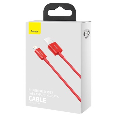 Baseus USB-kábel a Lightning Superior sorozat, 2,4 A, 1 m, piros Baseus USB-kábel a Lightning Superior sorozat, 2,4 A, 1 m, piros