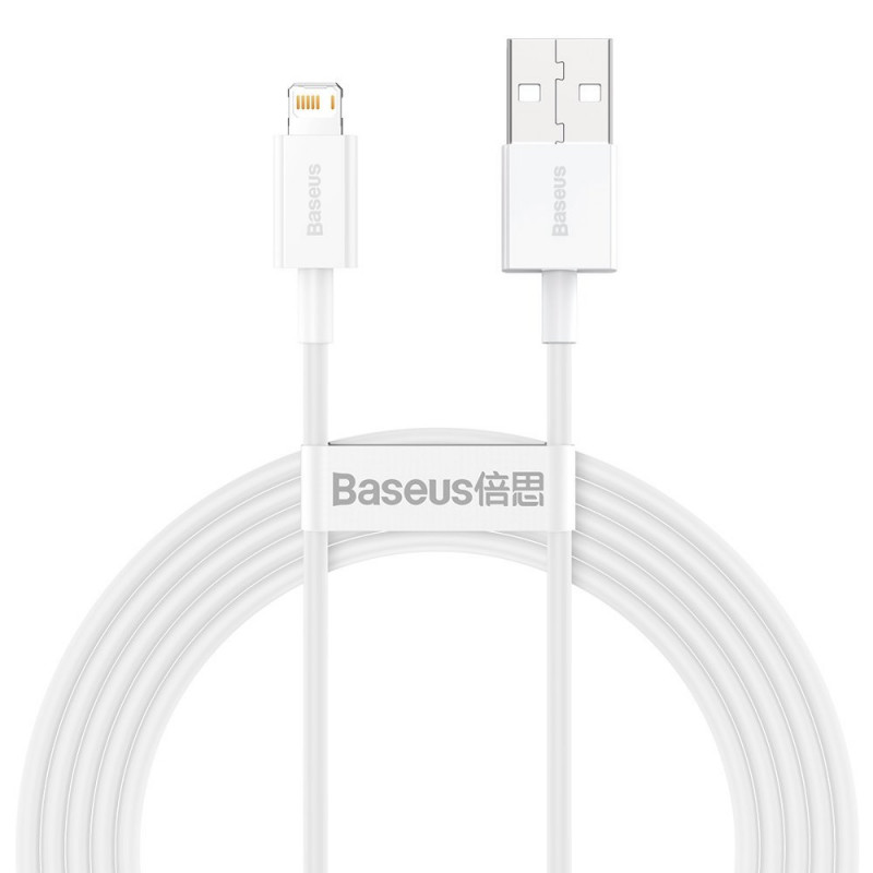 Baseus USB-kábel a Lightning Superior sorozathoz, 2,4A, 2m, fehér Baseus USB-kábel a Lightning Superior sorozathoz, 2,4A, 2m, fehér