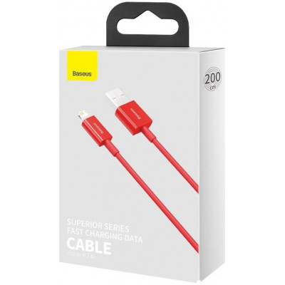 Baseus USB-kábel a Lightning Superior sorozat, 2,4 A, 2 m, piros Baseus USB-kábel a Lightning Superior sorozat, 2,4 A, 2 m, piros