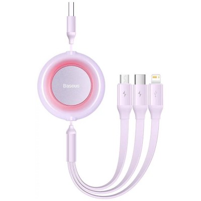 Baseus Bright Mirror 2, USB 3 az 1-ben kábel, mikro USB / Lightning / USB-C, lapos, 3.5 A, 1.1 m (lila) Baseus Bright Mirror 2, USB 3 az 1-ben kábel, mikro USB / Lightning / USB-C, lapos, 3.5 A, 1.1 m (lila)