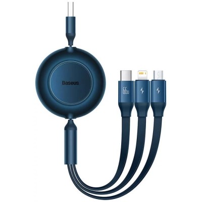 Baseus Bright Mirror 3, USB 3 az 1-ben kábel, mikro USB / Lightning / USB-C, 66W / 2A, 1.1 m (kék) Baseus Bright Mirror 3, USB 3 az 1-ben kábel, mikro USB / Lightning / USB-C, 66W / 2A, 1.1 m (kék)