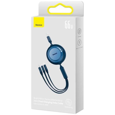 Baseus Bright Mirror 3, USB 3 az 1-ben kábel, mikro USB / Lightning / USB-C, 66W / 2A, 1.1 m (kék) Baseus Bright Mirror 3, USB 3 az 1-ben kábel, mikro USB / Lightning / USB-C, 66W / 2A, 1.1 m (kék)