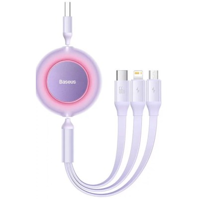 Baseus Bright Mirror 3, USB 3 az 1-ben kábel, mikro USB / Lightning / USB-C, 66W / 2A, 1.1 m (lila) Baseus Bright Mirror 3, USB 3 az 1-ben kábel, mikro USB / Lightning / USB-C, 66W / 2A, 1.1 m (lila)