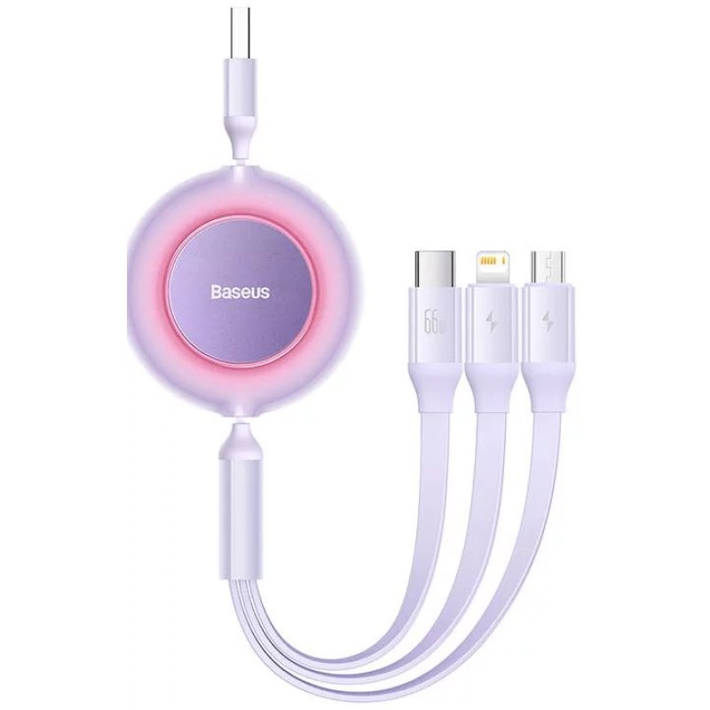 Baseus Bright Mirror 3, USB 3 az 1-ben kábel, mikro USB / Lightning / USB-C, 66W / 2A, 1.1 m (lila) Baseus Bright Mirror 3, USB 3 az 1-ben kábel, mikro USB / Lightning / USB-C, 66W / 2A, 1.1 m (lila)