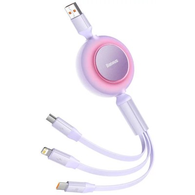 Baseus Bright Mirror 3, USB 3 az 1-ben kábel, mikro USB / Lightning / USB-C, 66W / 2A, 1.1 m (lila) Baseus Bright Mirror 3, USB 3 az 1-ben kábel, mikro USB / Lightning / USB-C, 66W / 2A, 1.1 m (lila)