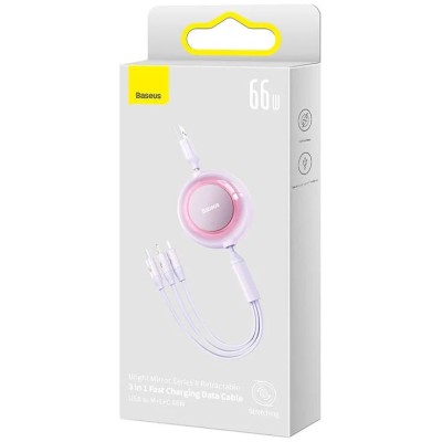 Baseus Bright Mirror 3, USB 3 az 1-ben kábel, mikro USB / Lightning / USB-C, 66W / 2A, 1.1 m (lila) Baseus Bright Mirror 3, USB 3 az 1-ben kábel, mikro USB / Lightning / USB-C, 66W / 2A, 1.1 m (lila)