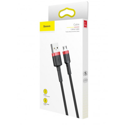 Baseus Cafule 2.4A USB-Micro USB kábel 1 m, piros-fekete Baseus Cafule 2.4A USB-Micro USB kábel 1 m, piros-fekete