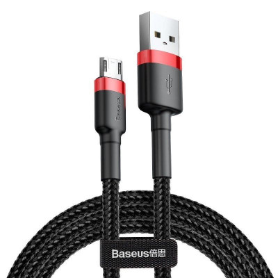 Baseus Cafule 1,5A USB-Micro USB-kábel 2m, piros-fekete Baseus Cafule 1,5A USB-Micro USB-kábel 2m, piros-fekete