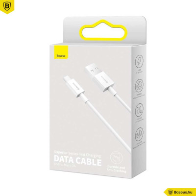 Baseus Superior MicroUsb adat/töltőkábel 2m 2A - Fehér Baseus Superior MicroUsb adat/töltőkábel 2m 2A - Fehér