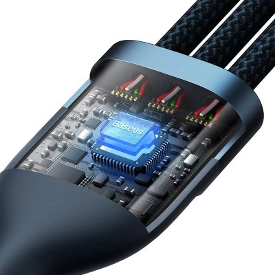 Baseus Flash series 3 az 1-ben USB kábel, USB-C / micro USB / Lightning, 100W, 1.2m, kék Baseus Flash series 3 az 1-ben USB kábel, USB-C / micro USB / Lightning, 100W, 1.2m, kék