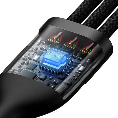 Baseus Flash Series 2 3 az 1-ben USB-C kábel, USB-C + micro USB + Lightning, 100W, 1.5m (fekete) Baseus Flash Series 2 3 az 1-ben USB-C kábel, USB-C + micro USB + Lightning, 100W, 1.5m (fekete)