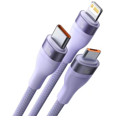 Baseus Flash Series 2, 3 az 1-ben USB-C kábel, USB-C + micro USB + Lightning, 100W, 1.5m (Ibolya) Baseus Flash Series 2, 3 az 1-ben USB-C kábel, USB-C + micro USB + Lightning, 100W, 1.5m (Ibolya)