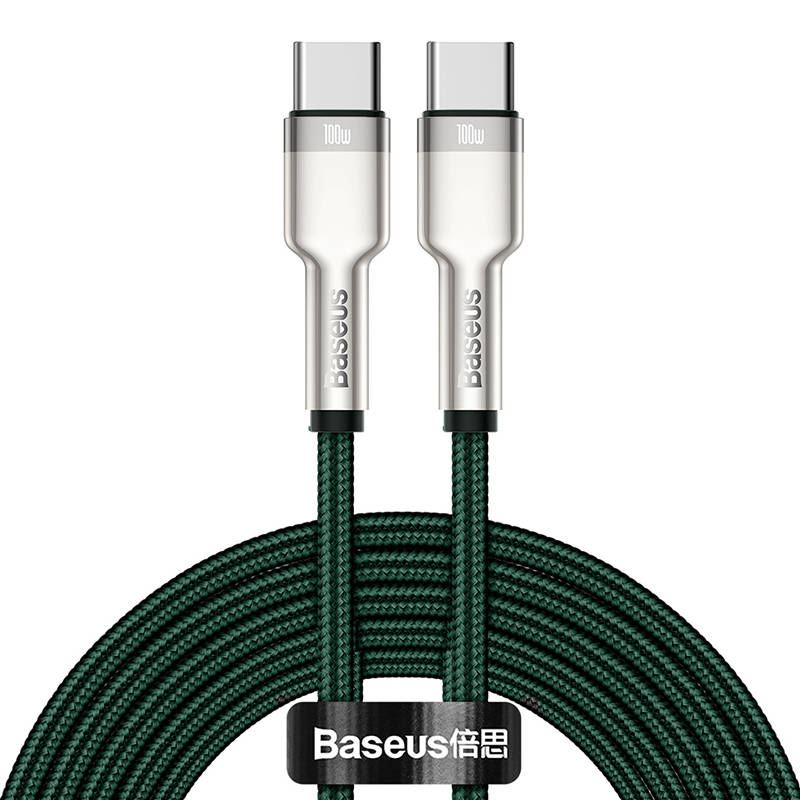 Baseus Cafule USB-C – USB-C kábel, 100 W, 2 m, zöld Baseus Cafule USB-C – USB-C kábel, 100 W, 2 m, zöld