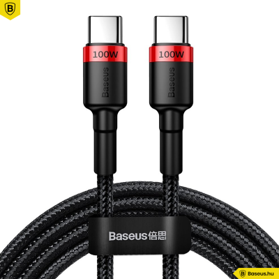 Baseus Cafule USB-C/C adat/töltő kábel PD2.0 100W (20V 5A) 2m - Fekete/Piros Baseus Cafule USB-C/C adat/töltő kábel PD2.0 100W (20V 5A) 2m - Fekete/Piros