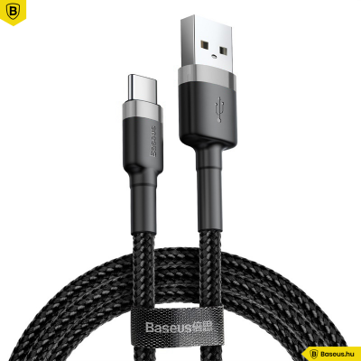 Baseus Cafule USB /USB-C adat/töltőkábel 3A 1M-es - Szürke/Fekete Baseus Cafule USB /USB-C adat/töltőkábel 3A 1M-es - Szürke/Fekete