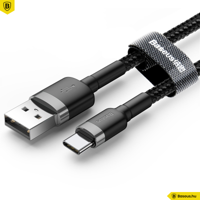 Baseus Cafule USB /USB-C adat/töltőkábel 3A 1M-es - Szürke/Fekete Baseus Cafule USB /USB-C adat/töltőkábel 3A 1M-es - Szürke/Fekete