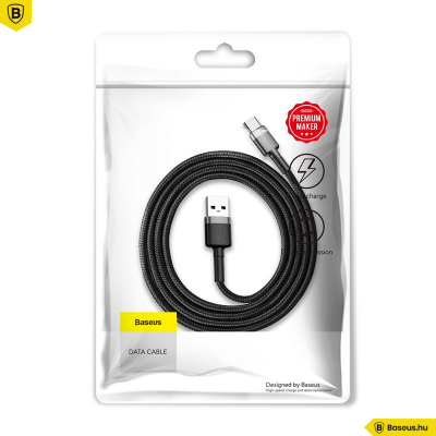 Baseus Cafule USB /USB-C adat/töltőkábel 3A 1M-es - Szürke/Fekete Baseus Cafule USB /USB-C adat/töltőkábel 3A 1M-es - Szürke/Fekete
