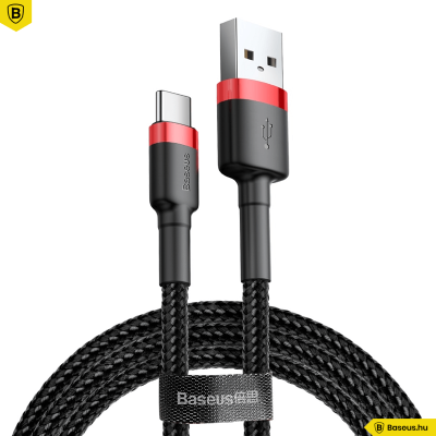 Baseus USB-C gyors adat, töltőkábel 2A - 2m - Fekete/Piros Baseus USB-C gyors adat, töltőkábel 2A - 2m - Fekete/Piros