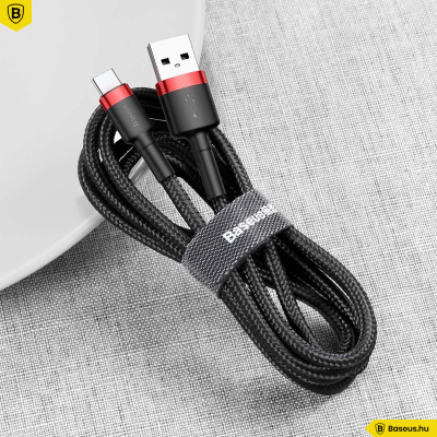 Baseus USB-C gyors adat, töltőkábel 2A - 2m - Fekete/Piros Baseus USB-C gyors adat, töltőkábel 2A - 2m - Fekete/Piros