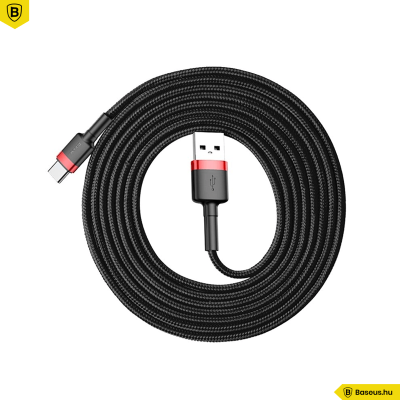 Baseus USB-C gyors adat, töltőkábel 2A - 2m - Fekete/Piros Baseus USB-C gyors adat, töltőkábel 2A - 2m - Fekete/Piros