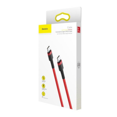 Baseus Cafule USB-C – USB-C PD 2.0 QC 3.0 kábel 60 W 1 m, piros Baseus Cafule USB-C – USB-C PD 2.0 QC 3.0 kábel 60 W 1 m, piros