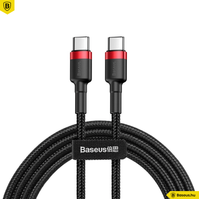 Baseus Cafule USB-C / C-típusú PD 2.0 60W 1M töltőkábel - Fekete-Piros Baseus Cafule USB-C / C-típusú PD 2.0 60W 1M töltőkábel - Fekete-Piros