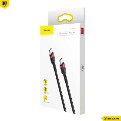 Baseus Cafule USB-C / C-típusú PD 2.0 60W 1M töltőkábel - Fekete-Piros Baseus Cafule USB-C / C-típusú PD 2.0 60W 1M töltőkábel - Fekete-Piros