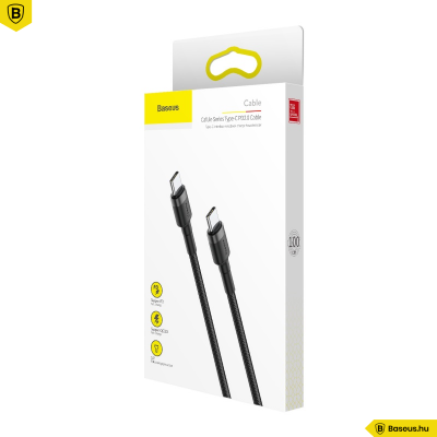 Baseus Cafule USB-C / USB-C 60W gyors töltő kábel 1m - Fekete Baseus Cafule USB-C / USB-C 60W gyors töltő kábel 1m - Fekete