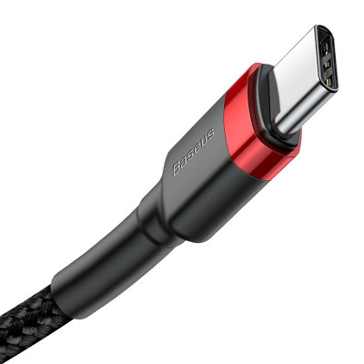 Baseus Cafule PD 2.0 QC 3.0, 60 W USB-C – USB-C, PD kábel 2 m, fekete-piros Baseus Cafule PD 2.0 QC 3.0, 60 W USB-C – USB-C, PD kábel 2 m, fekete-piros
