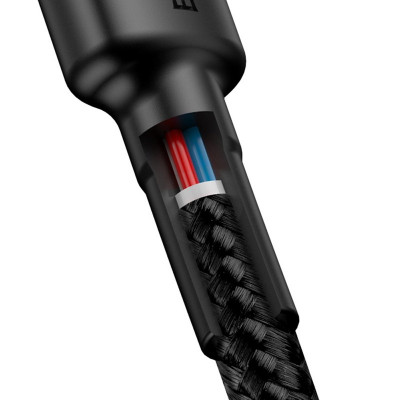 Baseus Cafule PD 2.0 QC 3.0, 60 W USB-C – USB-C, PD kábel 2 m, fekete-piros Baseus Cafule PD 2.0 QC 3.0, 60 W USB-C – USB-C, PD kábel 2 m, fekete-piros